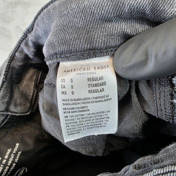 American Eagle Mom Jeans Womens Size 0 Gray Tapered Stretch Denim Ankle Pants - Picture 11 of 11